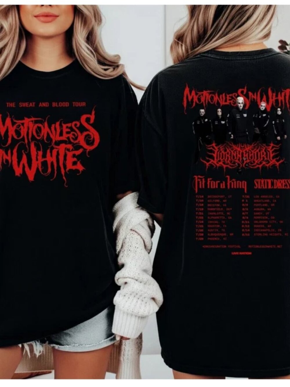Motionless In White The Sweat And Blood Tour 2026 2 side shirt